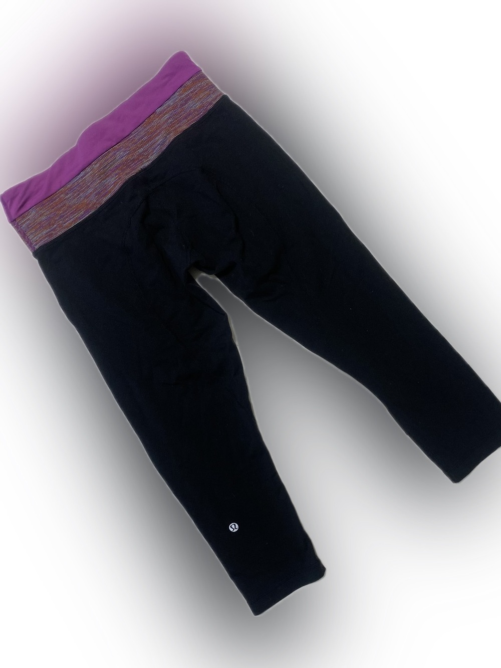 lululemon athletica Black Leggings with Purple Waistband and Multicolor Trim